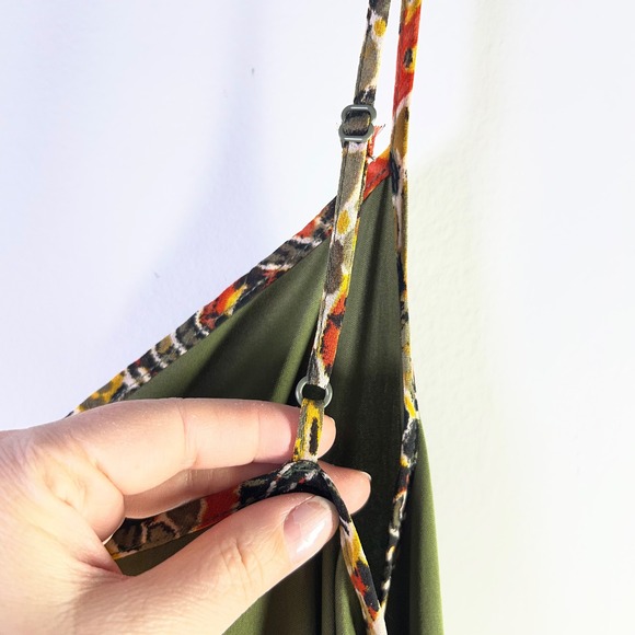 Cato Womens Sz XL Slip Dress Olive Green Spaghetti Strap Coquette Artsy Boho Y2K - Picture 7 of 11